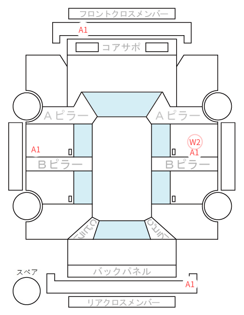 Body condition diagram (damage marks, Japanese labels)