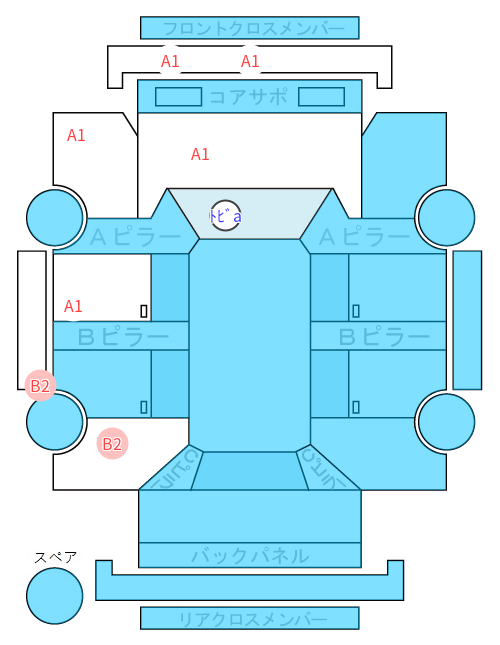 Body condition diagram (damage marks, Japanese labels)