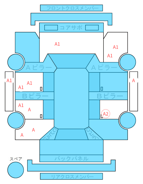 Body condition diagram (damage marks, Japanese labels)