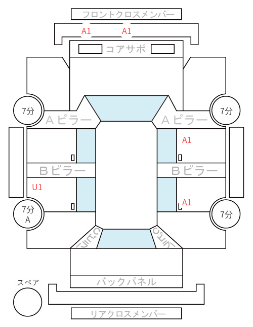 Body condition diagram (damage marks, Japanese labels)