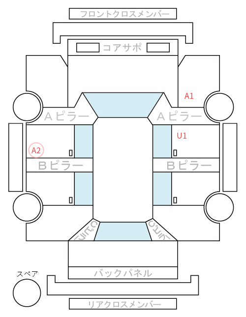 Body condition diagram (damage marks, Japanese labels)