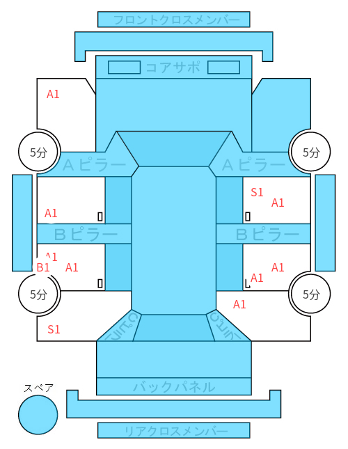 Body condition diagram (damage marks, Japanese labels)
