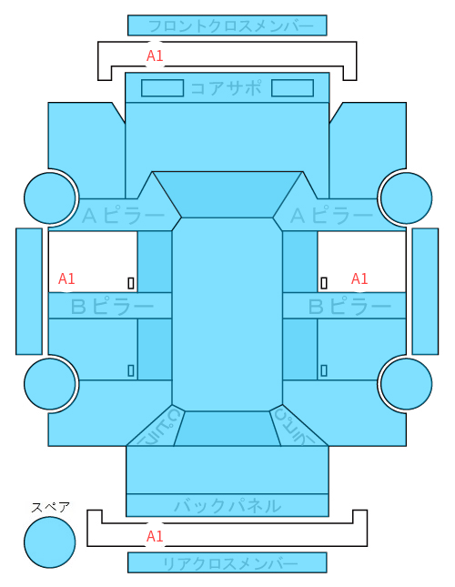 Body condition diagram (damage marks, Japanese labels)