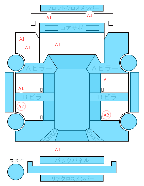 Body condition diagram (damage marks, Japanese labels)