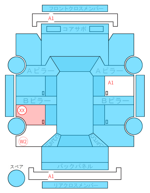 Body condition diagram (damage marks, Japanese labels)