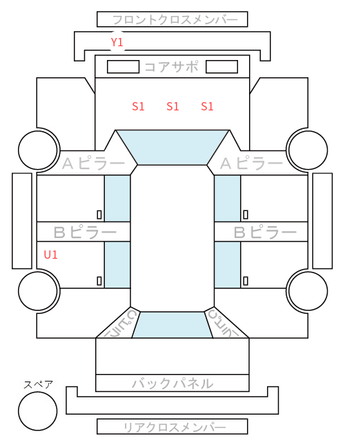 Body condition diagram (damage marks, Japanese labels)