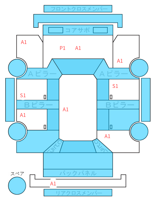Body condition diagram (damage marks, Japanese labels)