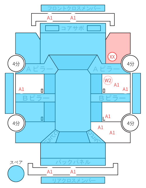Body condition diagram (damage marks, Japanese labels)