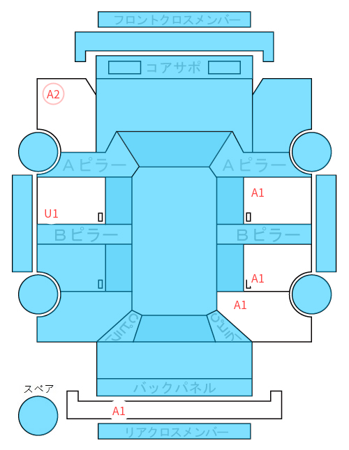 Body condition diagram (damage marks, Japanese labels)