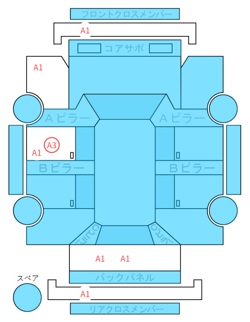 Body condition diagram (damage marks, Japanese labels)