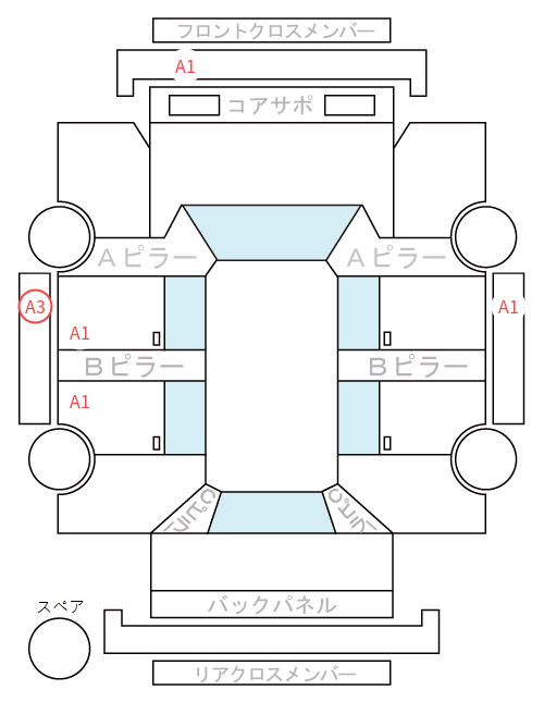 Body condition diagram (damage marks, Japanese labels)