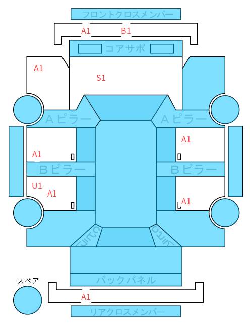 Body condition diagram (damage marks, Japanese labels)