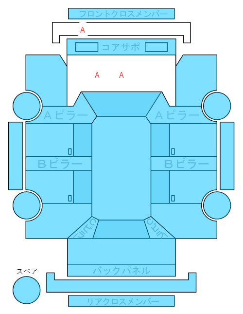 Body condition diagram (damage marks, Japanese labels)