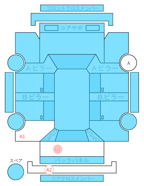 Body condition diagram (damage marks, Japanese labels)