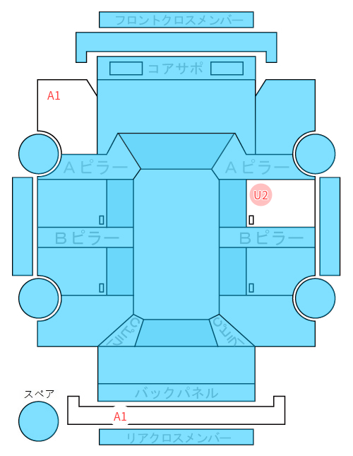 Body condition diagram (damage marks, Japanese labels)