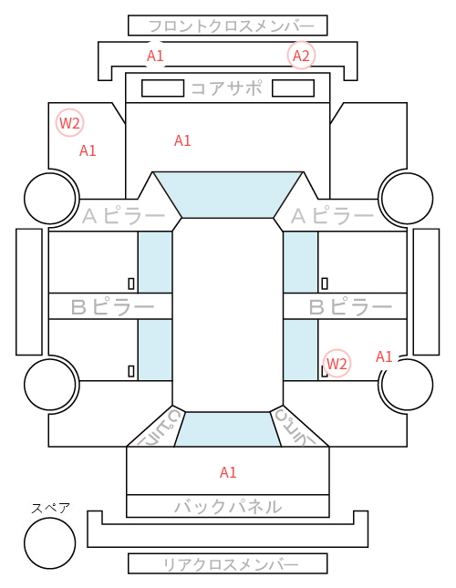Body condition diagram (damage marks, Japanese labels)