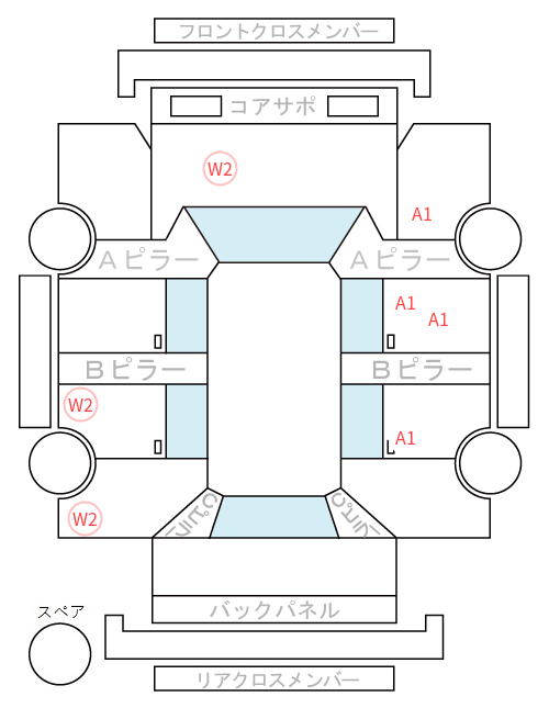 Body condition diagram (damage marks, Japanese labels)