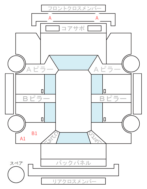 Body condition diagram (damage marks, Japanese labels)
