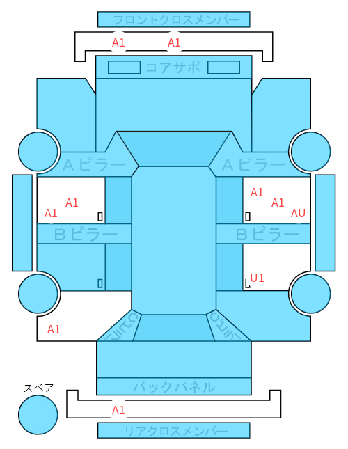 Body condition diagram (damage marks, Japanese labels)