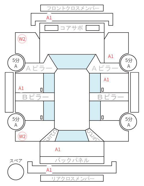 Body condition diagram (damage marks, Japanese labels)