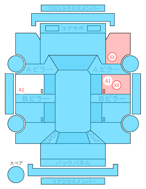 Body condition diagram (damage marks, Japanese labels)