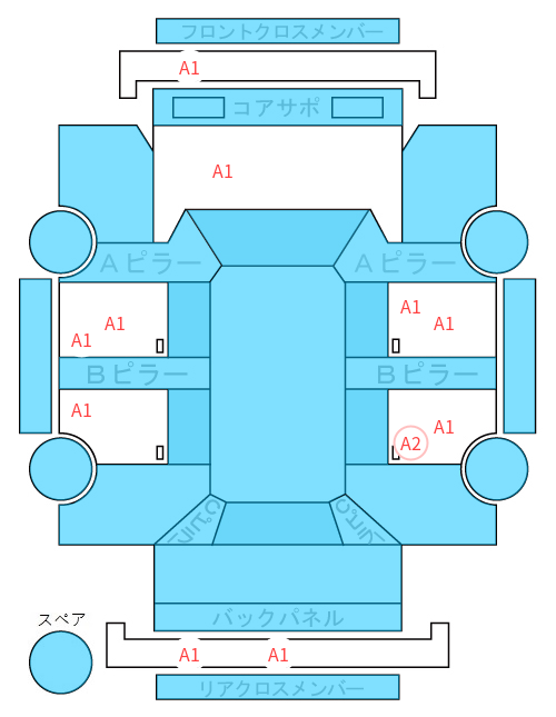 Body condition diagram (damage marks, Japanese labels)