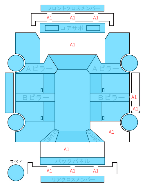 Body condition diagram (damage marks, Japanese labels)