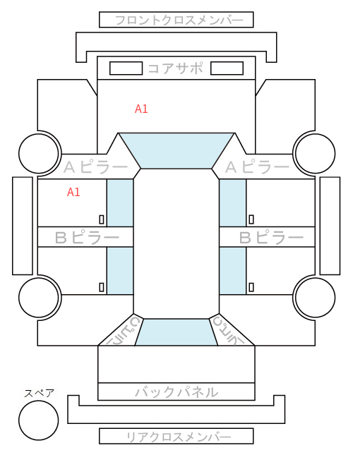 Body condition diagram (damage marks, Japanese labels)