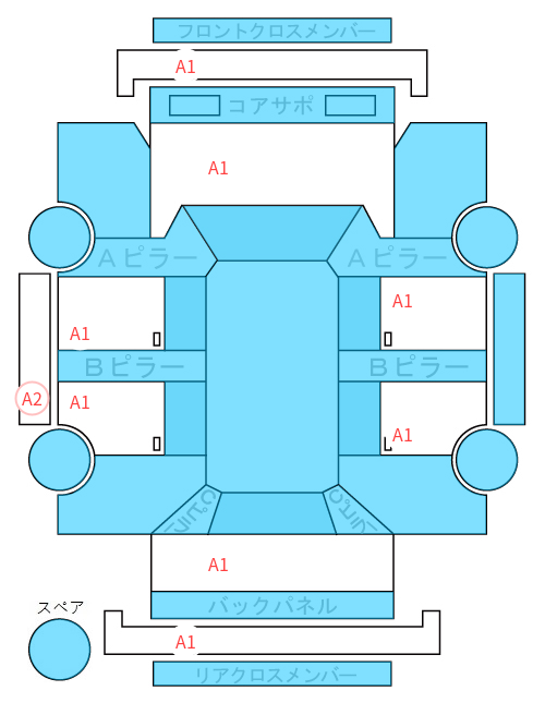 Body condition diagram (damage marks, Japanese labels)