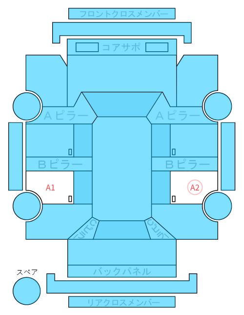 Body condition diagram (damage marks, Japanese labels)