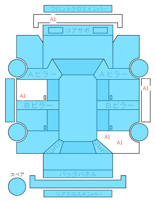 Body condition diagram (damage marks, Japanese labels)