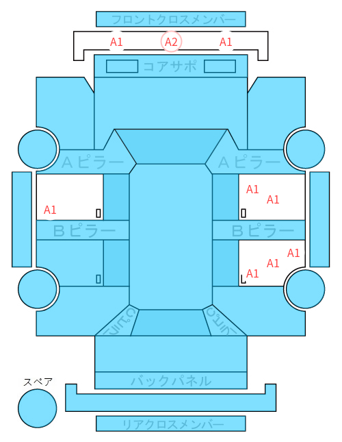 Body condition diagram (damage marks, Japanese labels)