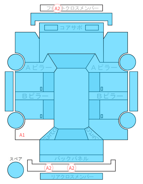 Body condition diagram (damage marks, Japanese labels)
