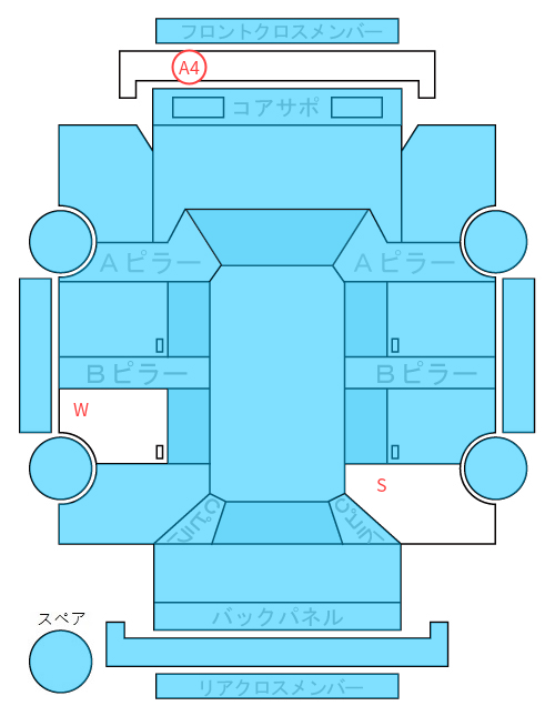 Body condition diagram (damage marks, Japanese labels)