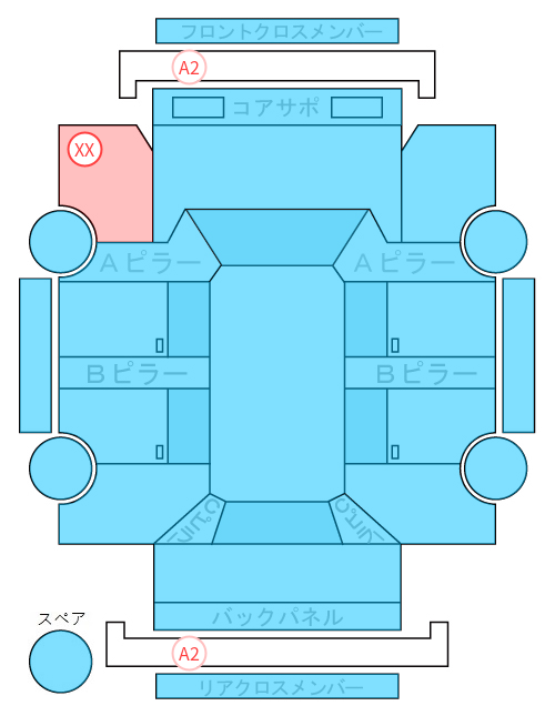 Body condition diagram (damage marks, Japanese labels)