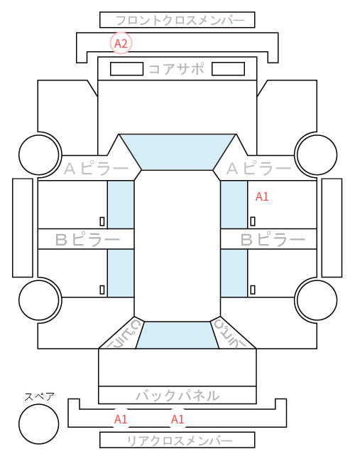 Body condition diagram (damage marks, Japanese labels)