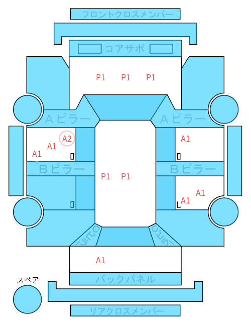 Body condition diagram (damage marks, Japanese labels)