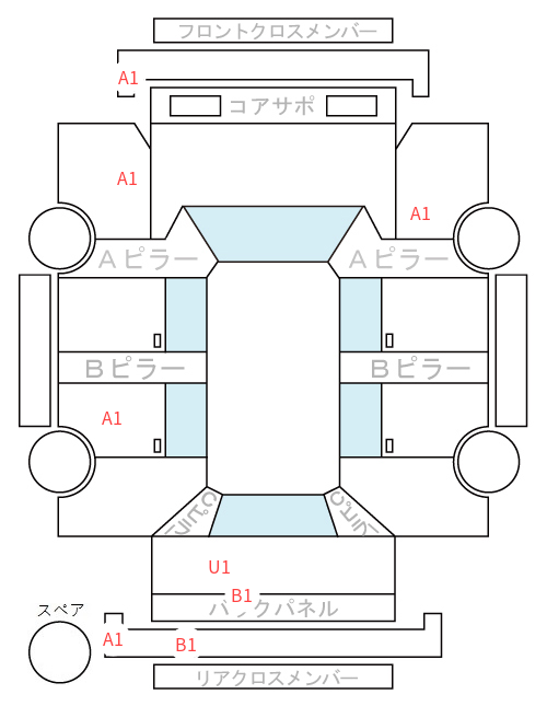 Body condition diagram (damage marks, Japanese labels)