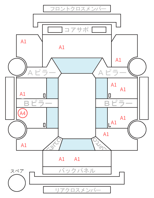 Body condition diagram (damage marks, Japanese labels)
