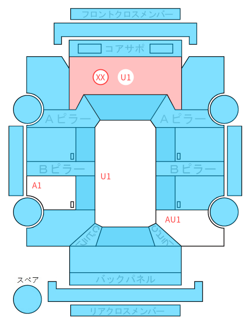 Body condition diagram (damage marks, Japanese labels)