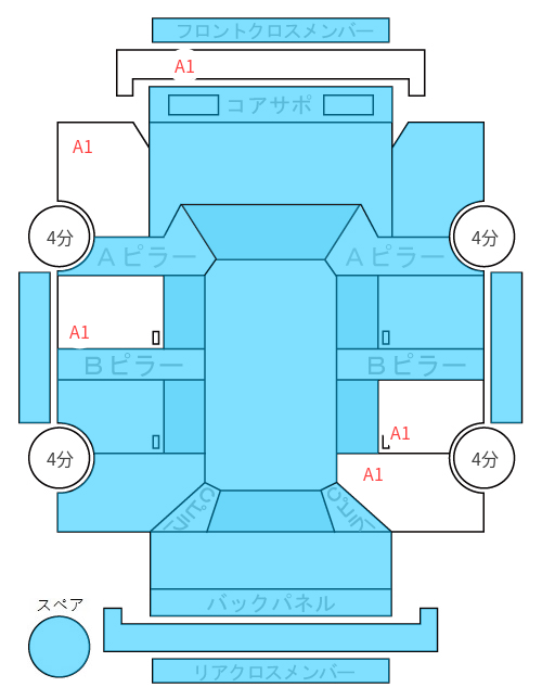 Body condition diagram (damage marks, Japanese labels)