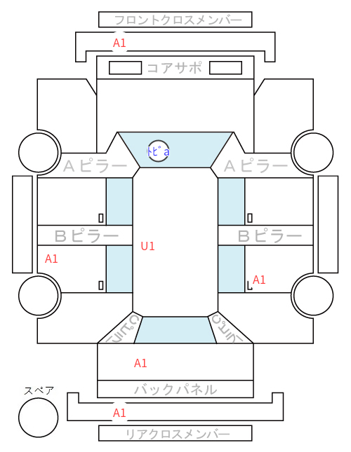 Body condition diagram (damage marks, Japanese labels)