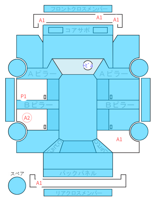 Body condition diagram (damage marks, Japanese labels)