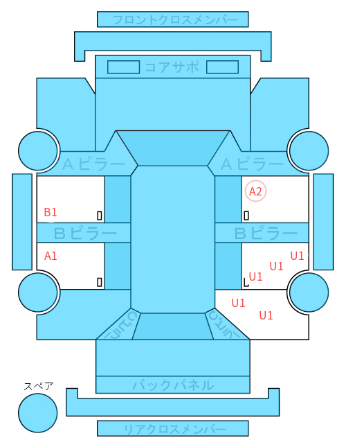Body condition diagram (damage marks, Japanese labels)