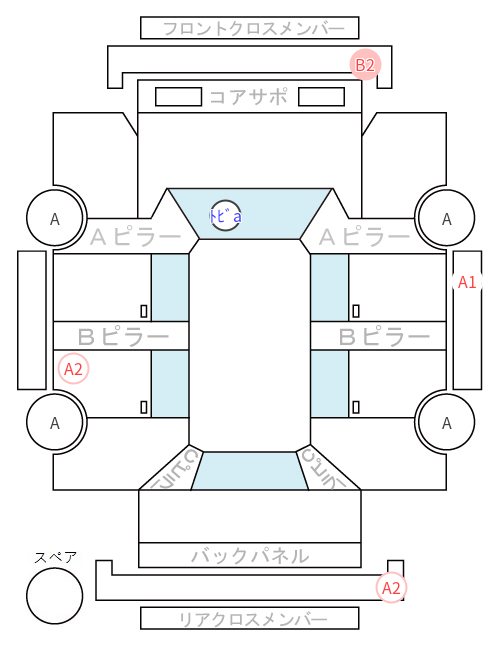 Body condition diagram (damage marks, Japanese labels)