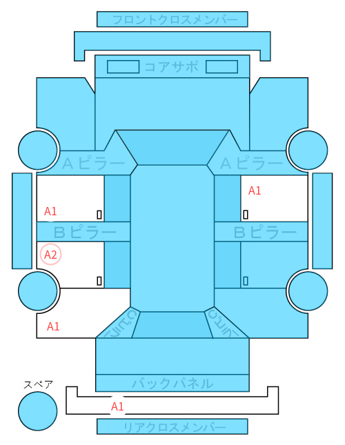 Body condition diagram (damage marks, Japanese labels)