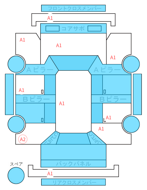 Body condition diagram (damage marks, Japanese labels)