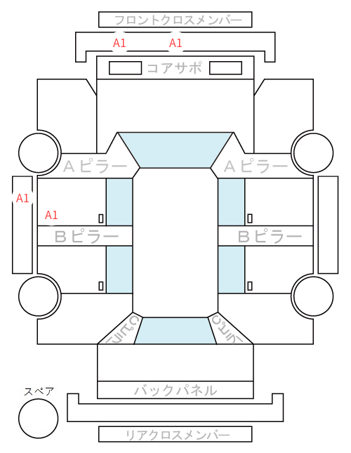 Body condition diagram (damage marks, Japanese labels)