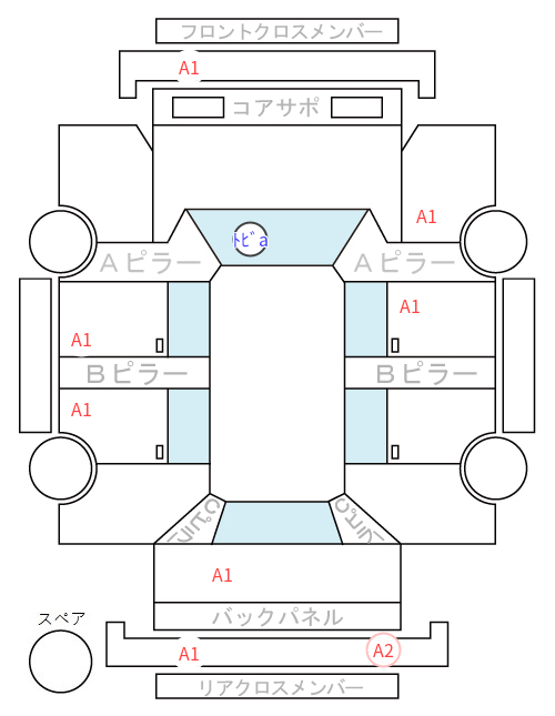 Body condition diagram (damage marks, Japanese labels)