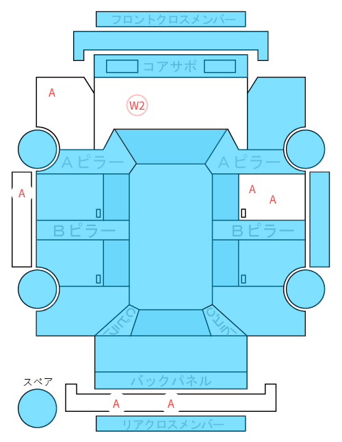 Body condition diagram (damage marks, Japanese labels)